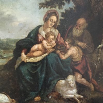 Antik oljemålning, Den heliga familjen, 1700/1800-tal