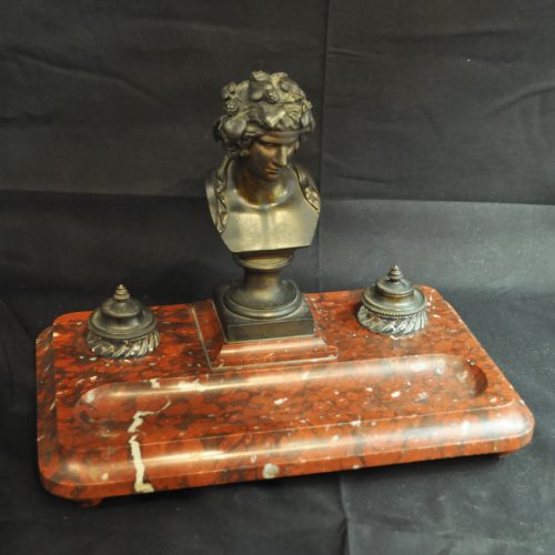 Skrivbordsuppsats, Antinous, brons och marmor, 1800-tal.